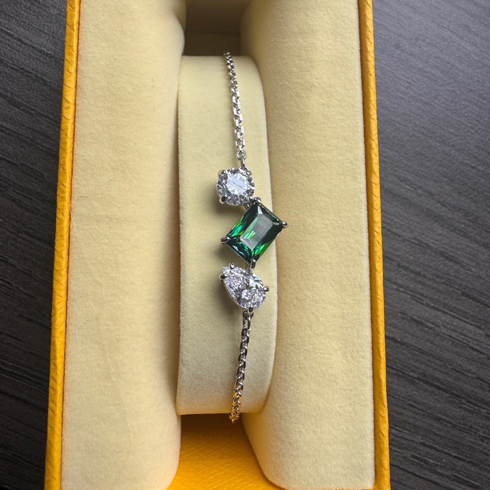 Swarovski Green and Silver Charm Bracelet